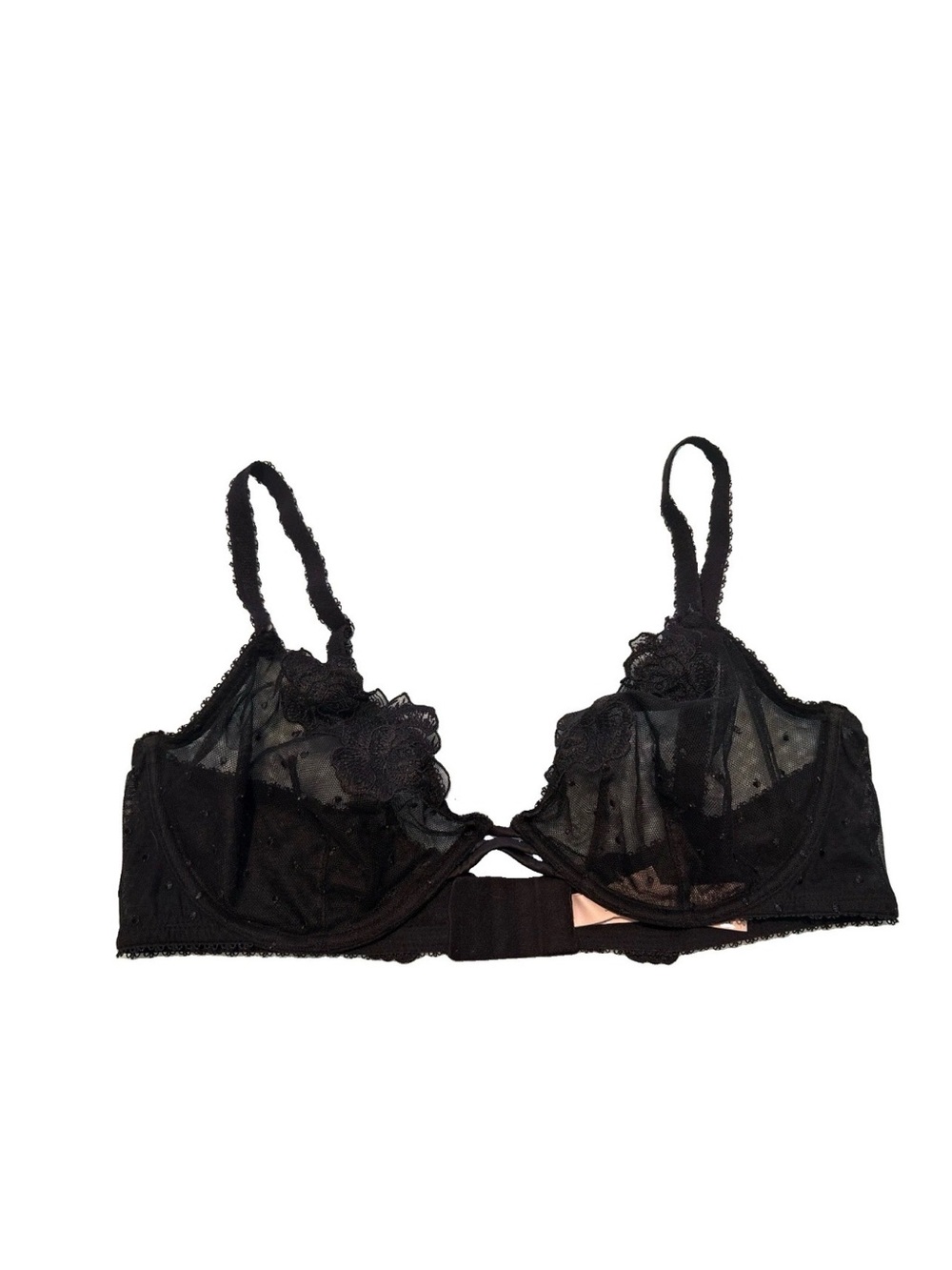 Victoria Secret Very Sexy Sheer Swiss Dot Unlined Underwire BraBlack 38C #1072CL